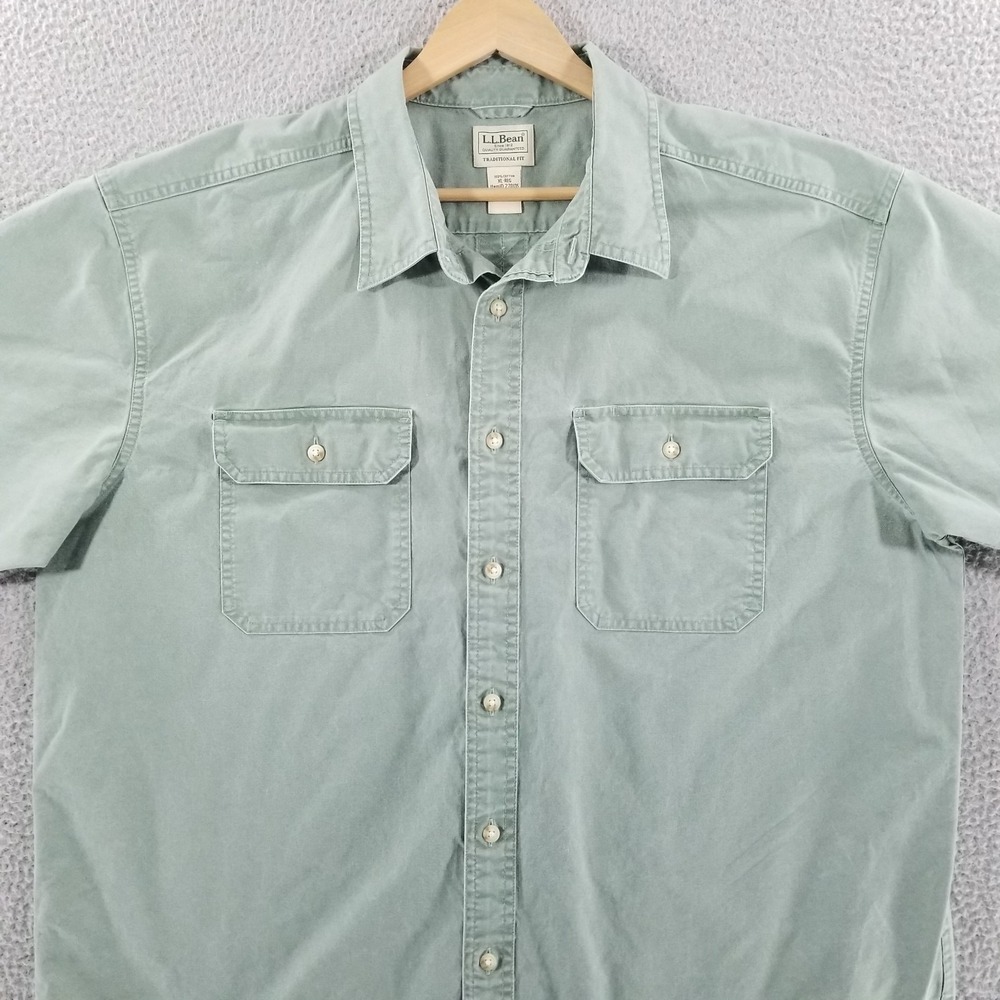 LL Bean Sunwashed Canvas Shirt XL Traditional Fit Outdoor Field Utility Workwear